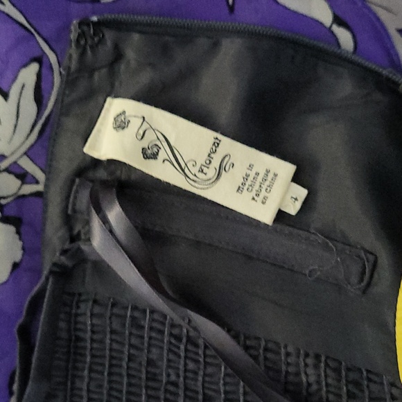 Anthropologie Floreat Dress Spaghetti Strap Dark Gray Yellow 4 Floral Dressy - Picture 7 of 7